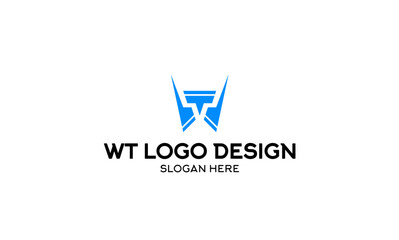 WT letter logo design. Vector