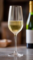 Chablis wine from France in a tall wine glass, Chablis, France, tall