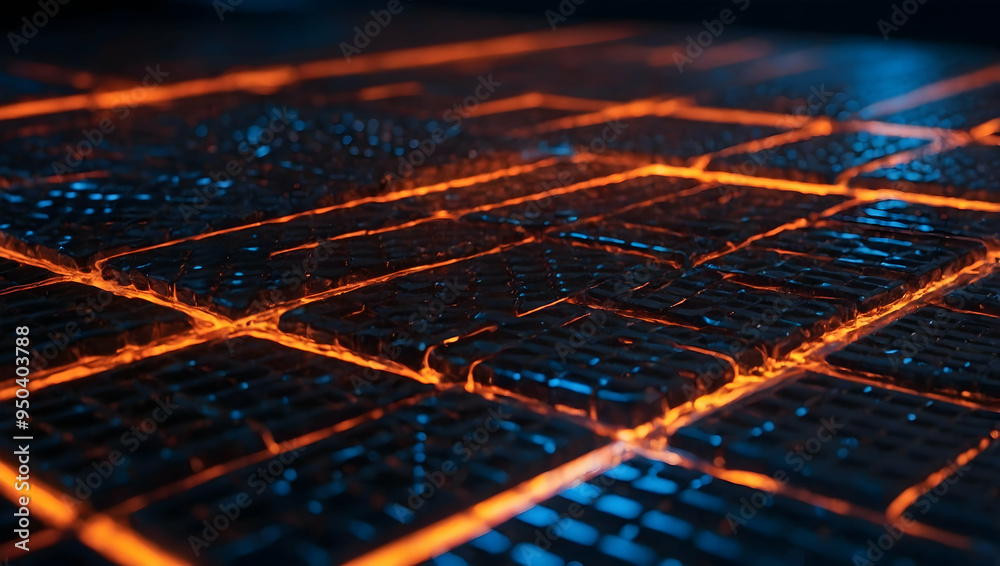 Poster circuitry in motion: the heart of modern technology, a close-up shot of a glowing cpu amidst intrica