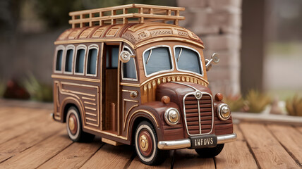 Professionally crafted 3D wooden model of Bus.
