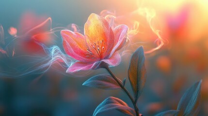 Delicate Pink Flower with Glowing Petals - Artistic Floral Art