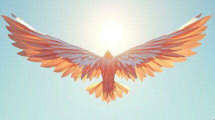 Abstract Low Poly Bird Soaring Towards the Sun