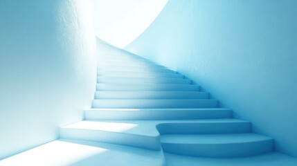 Obraz premium Modern Minimalist Staircase Design: Blue Walls and White Steps