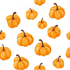 Flat design halloween pumpkins seamless pattern, white background 