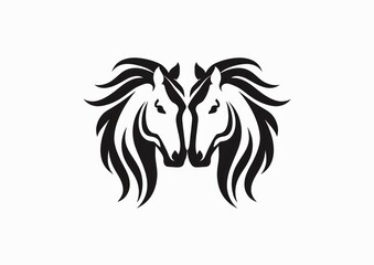 Fototapeta premium Vector silhouette of two horse heads, perfect for photos and stickers