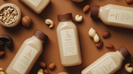 Nut Milk Bottles and Nuts