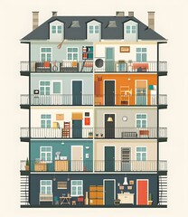 Fototapeta premium Inside the Apartment Building Vector Illustration