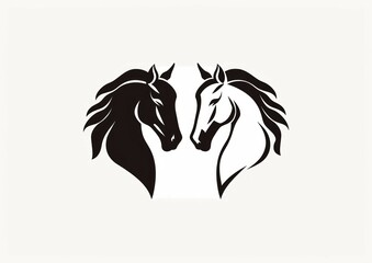 Fototapeta premium Vector silhouette of two horse heads, perfect for photos and stickers