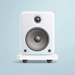 A white speaker with a black rim