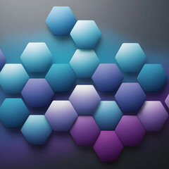 Geometric background with smooth gradient hexagons in cool purple and blues