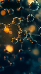 Molecular Bonding: Close-up of molecular structures bonding, with glowing.
