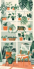Indoor Plant Illustration with a Chair