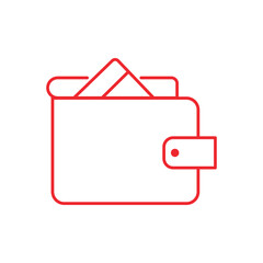 Red Wallet icon in trendy flat style isolated on white background wallet symbol for your web site. leather wallet outlined vector icon. Modern simple isolated sign. Vector illustration. Eps file 37.