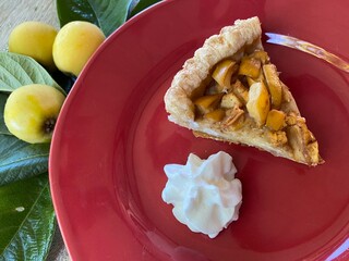 Pie slice and whipped cream