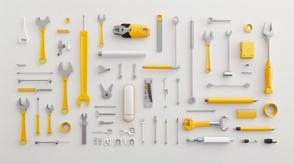 A white wall with a lot of tools on it