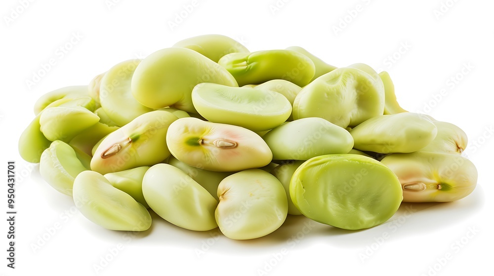 Wall mural green peas isolated on a white background are displayed with their vibrant, fresh color. the smooth,