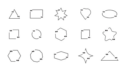 Quote box frames, big set. Quote box icons. Text quote box, Vector illustration