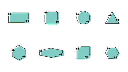 Quote box frame, big set. Quote box icon. Texting quote boxes. Blank template quote text info design boxes quotation bubble blog quotes symbols. Creative vector banner illustration 