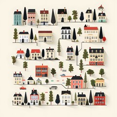 Obraz premium Illustration of Colorful Cartoon Houses