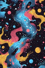 Abstract Cosmic Space Pattern with Vibrant Colors