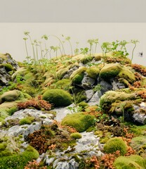 Green Moss and Rock Texture Background