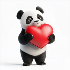 Adorable Panda Holding Heart Plush - Perfect for Kawaii Love-Themed Designs