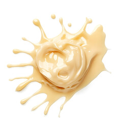 Splash of white cream texture isolated on white background. Face creme, body lotion swatch.
