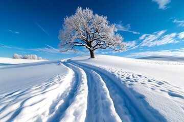 Beauty of Winter in the simplicity of a snow-covered field, captured in a photo where the snow stretches out in every direction, creating a sense of peace and stillness