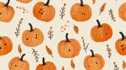 Fototapeta premium Festive pumpkin patterned background for Thanks giving