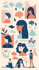 Mental health illustration set