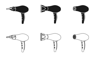 hair dryer icon set vector illustration isolated on white background.