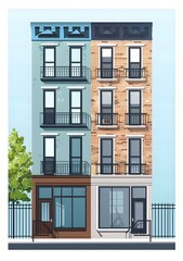 Obraz premium Modern City Building Architecture Design Illustration