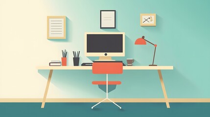Modern Office Workspace with Computer and Chair