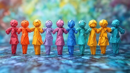 abstract illustration of diverse team linking arms vibrant colors symbolizing unity and inclusivity in modern workplace