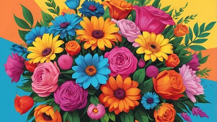 A bouquet of beautiful flowers with lots of colors

