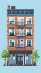 Fototapeta premium Brick Building With Storefront