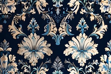 Damask seamless pattern element Vector floral damask ornament vintage illustration