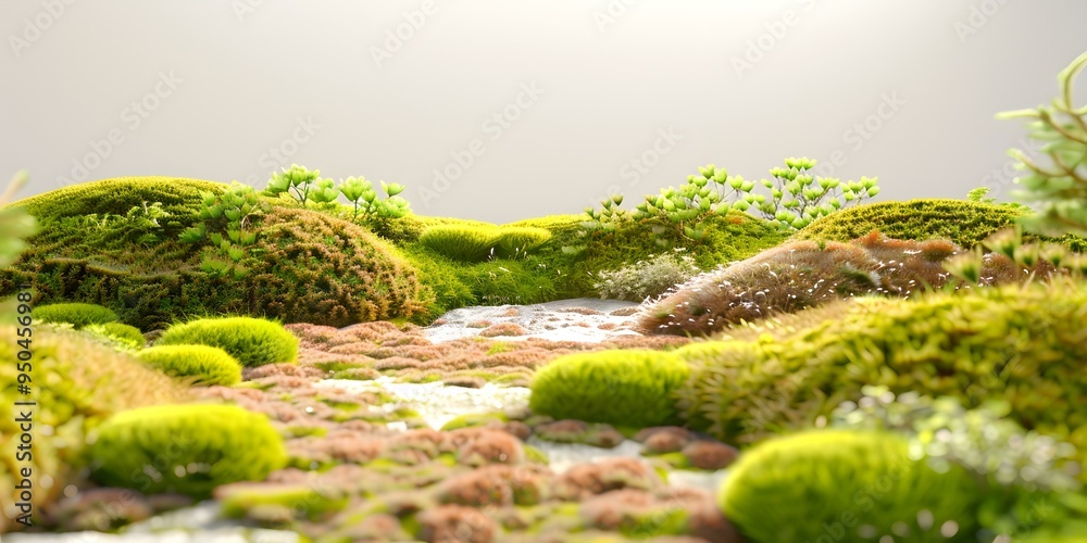 Wall mural Green Mossy Landscape With Small Creek