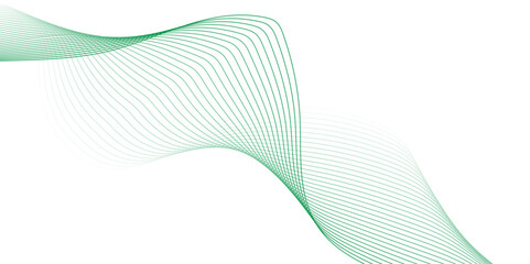 Abstract colorful green lines on a white background. Futuristic colorful blend wave lines on transparent background. Modern colorful flowing wave lines and glowing moving lines.	