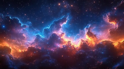 Obraz premium Vibrant Cosmic Nebula with Swirling Colors