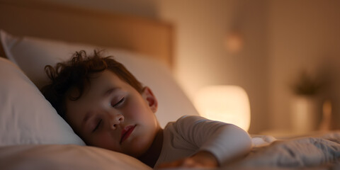 child sleeping on bed holding a soft toy by his side
