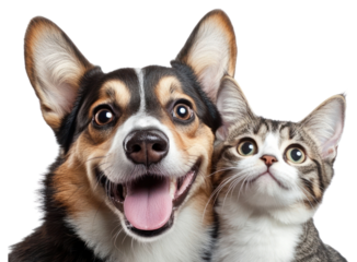 PNG Happy dog cat friends together
