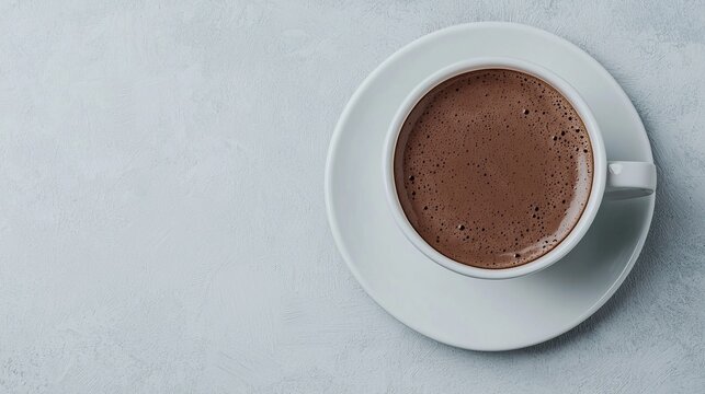 Cup of hot cocoa made with dark chocolate, brain-boosting drink, comforting and healthy