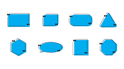 Quote box frame, big set. Quote text in speech bubble. Quote box icon.