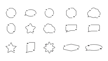 Fototapeta premium Quote box frame, big set. Quote text in speech bubble. Quote box icon.