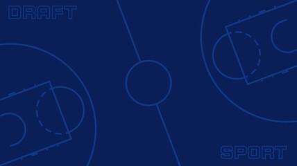 Basketball court modern vector illustration. Outlines on dark background. Court lines. Modern vector illustration.
