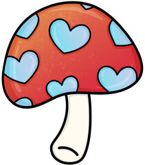 Cute Groovy Heart Disco Mushroom for Spooky Halloween