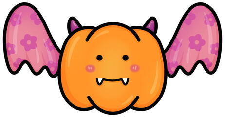 Cute Groovy Evil Pumpkin with Halloween Vibes