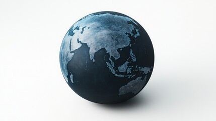 Fototapeta premium 3D realistic depiction of a dark slate blue globe, styled in pastel minimalism.