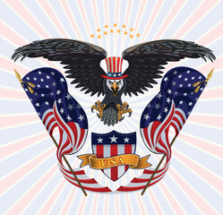 American eagle with USA flags